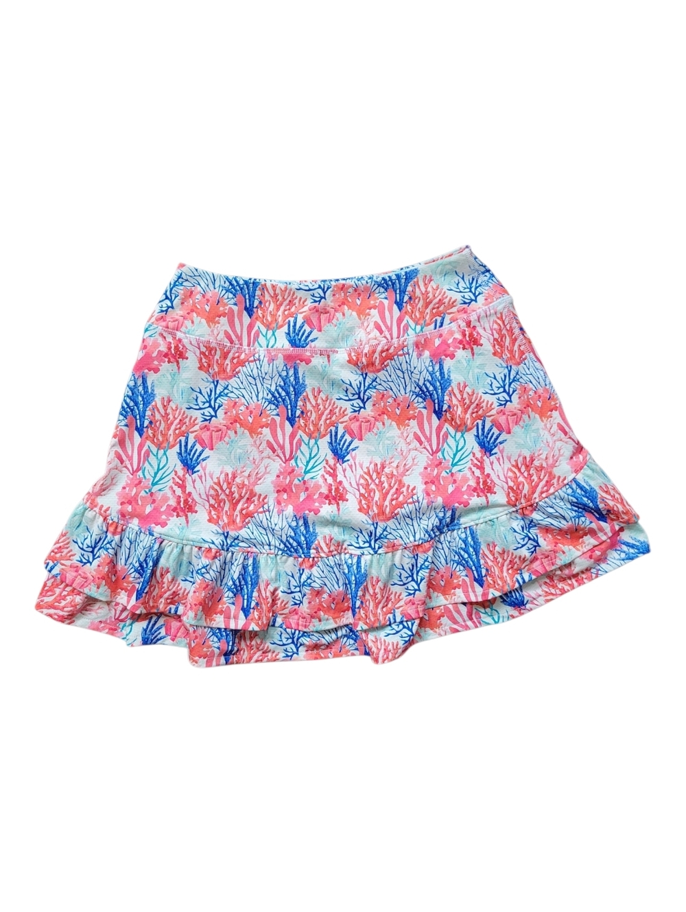 NWT Gottex Skort Multi Coral Print Golf Tennis Ruffle Hem Athletic Cooling SM - Picture 3 of 10